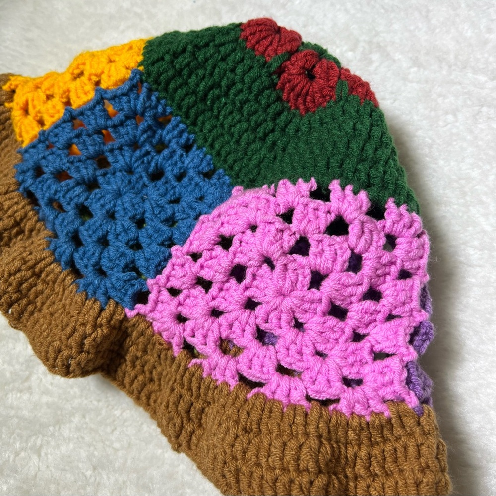 Crocheted Colorblock Bucket Hat - Picture 7 of 8